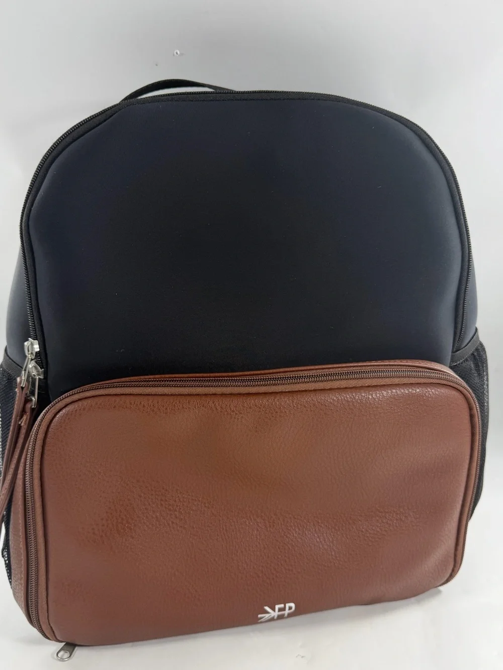 Freshly Picked Classic Neoprene Diaper Bag Backpack Black Cognac Brown Travel